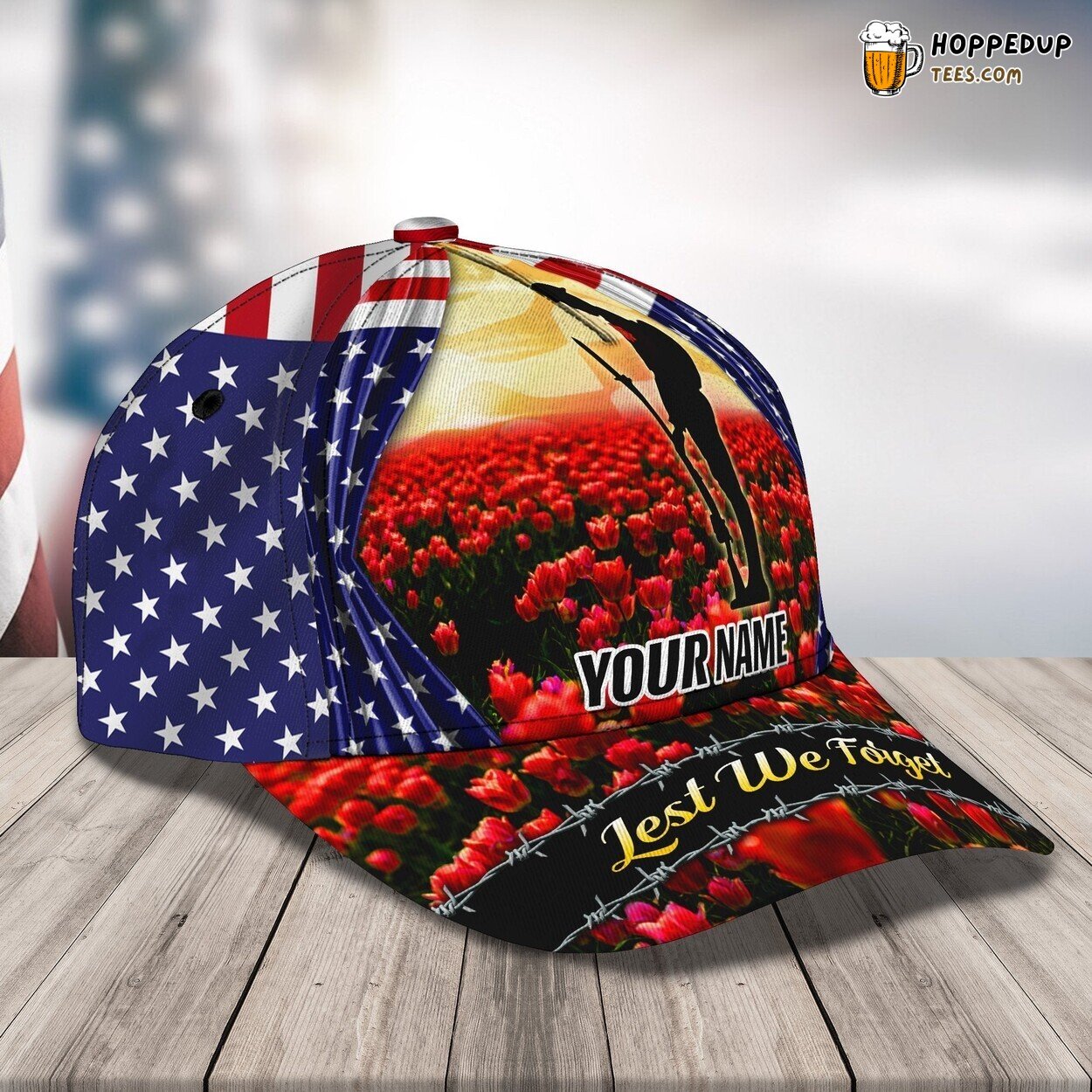 Lest We Forget Classic 3D Cap Personalized Name Unique Premium Design