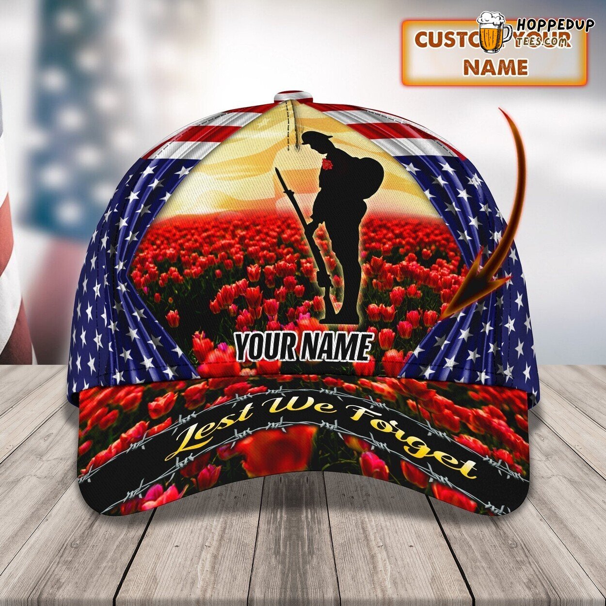 Lest We Forget Classic 3D Cap Personalized Name Unique Premium Design