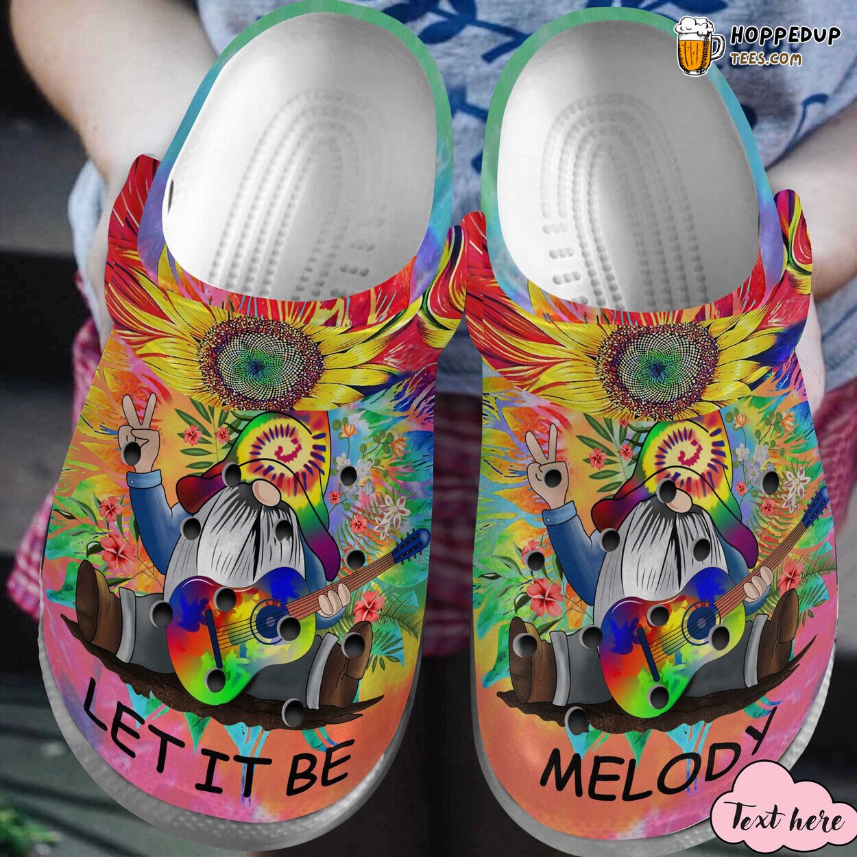 Let It Be Gnomes Shoes Hippie Man Guitar Theme Clogs Unisex