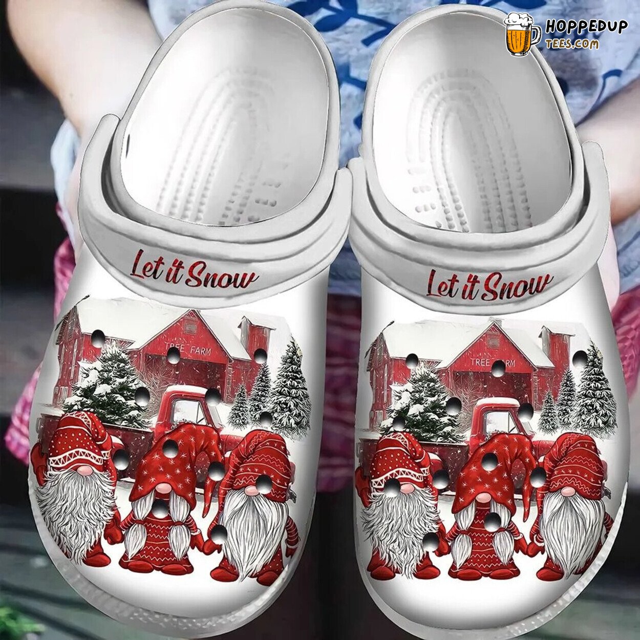 Let It Snow Gnomies Christmas Themed Comfortable Clog Shoes Design