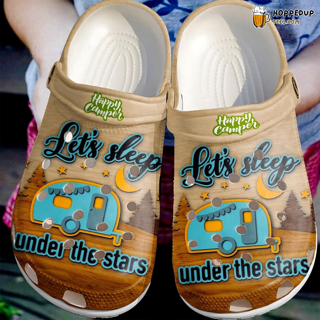 Lets Sleep Under Stars Camping Theme Clogs Holiday Gift Footwear