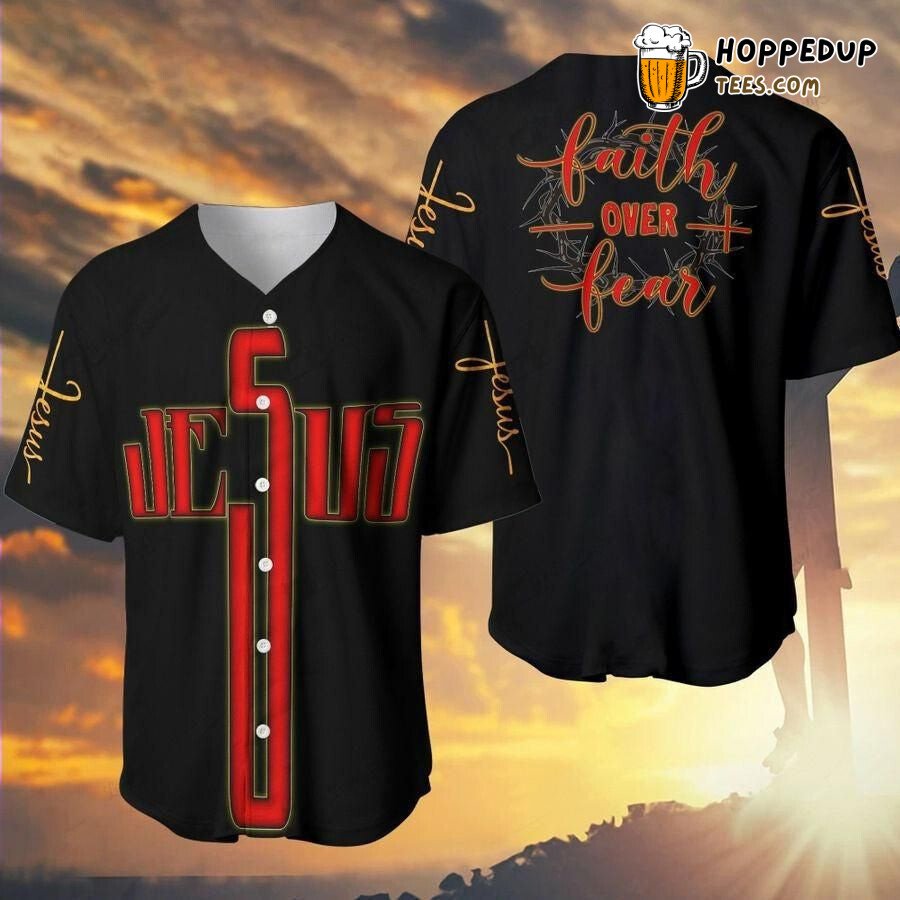 Letters Forming Cross Jesus Inspired Baseball Jersey Unique Design Look