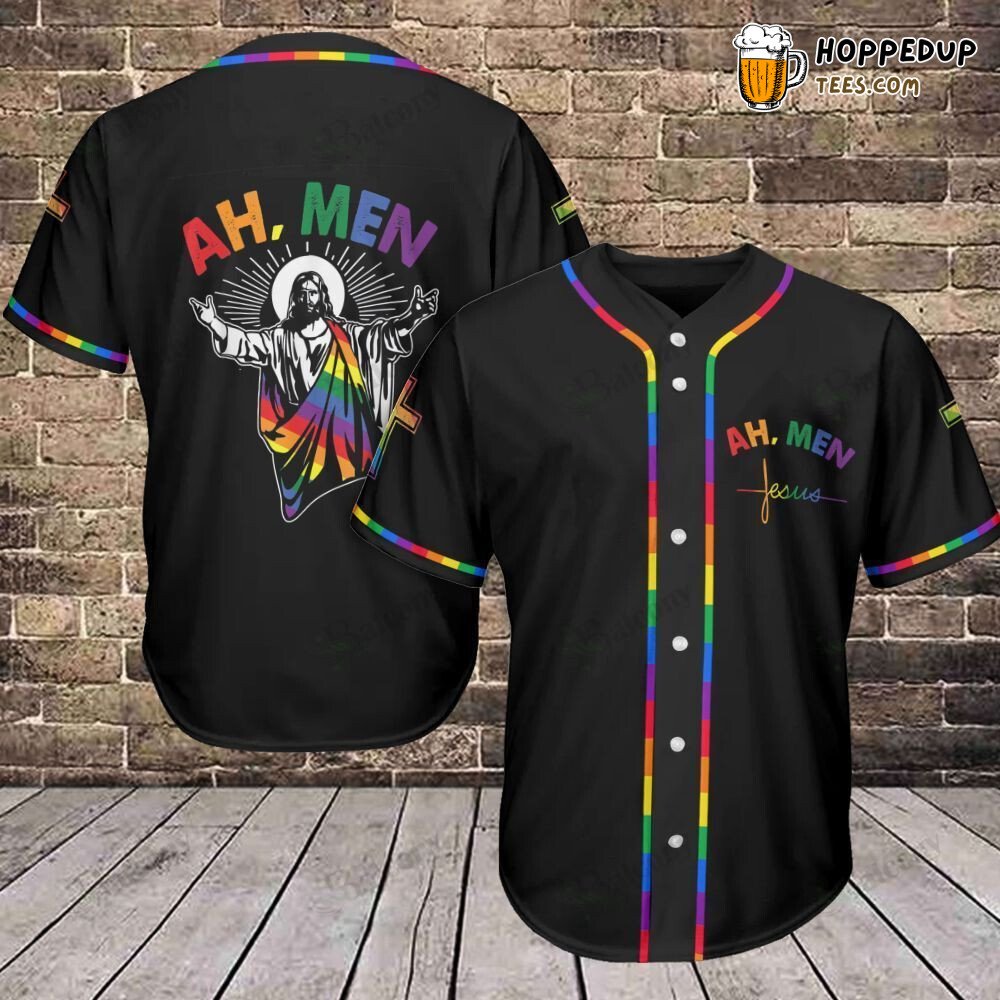 LGBT Ah Men Playful Baseball Jersey Celebratory Pride Top