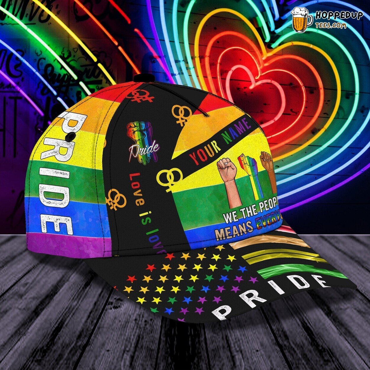 LGBT Love Is Love Pride Day 3D Personalized Name Cap Unique Hat