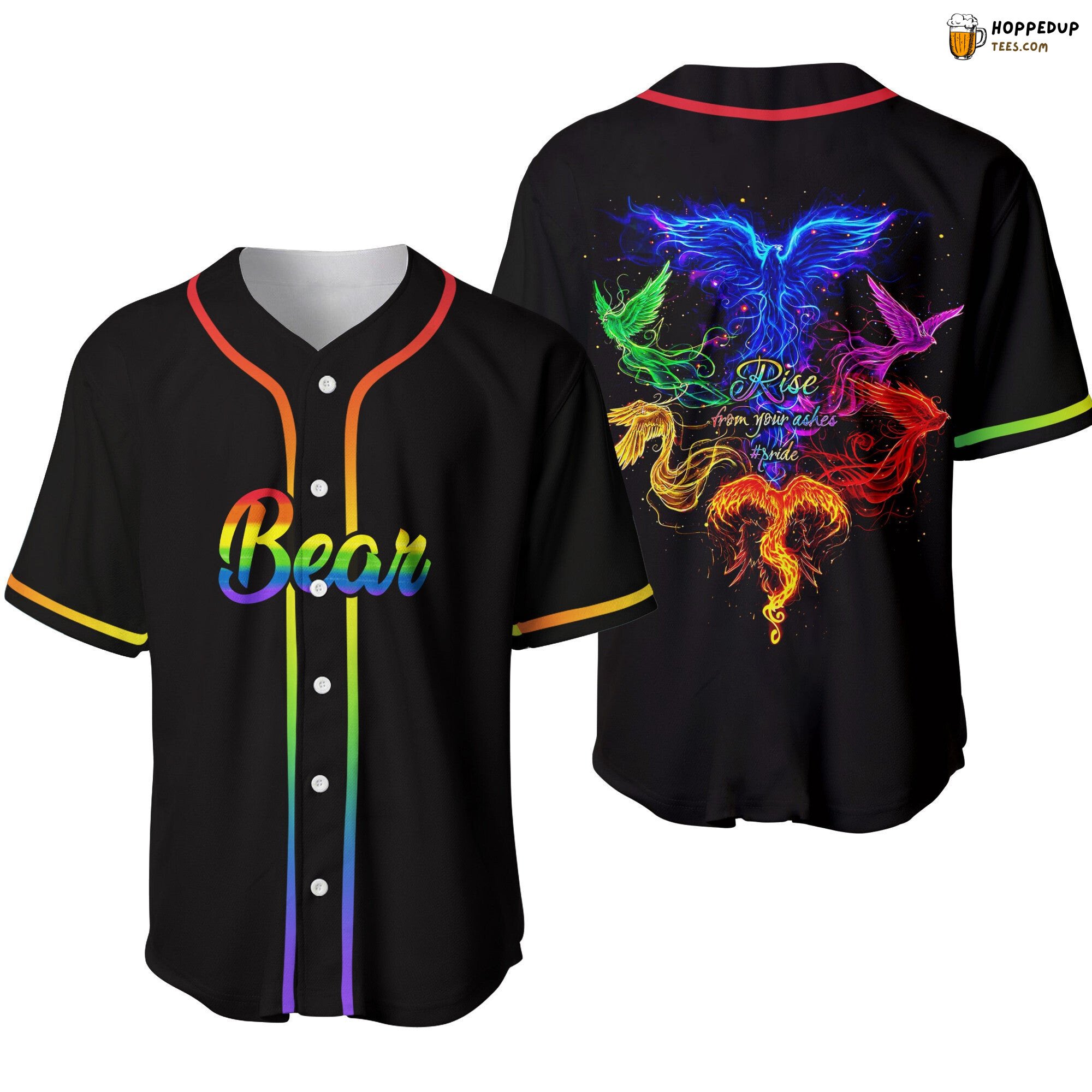 LGBT Phoenix Rise Ashes Theme Baseball Jersey Personalized Unique Design
