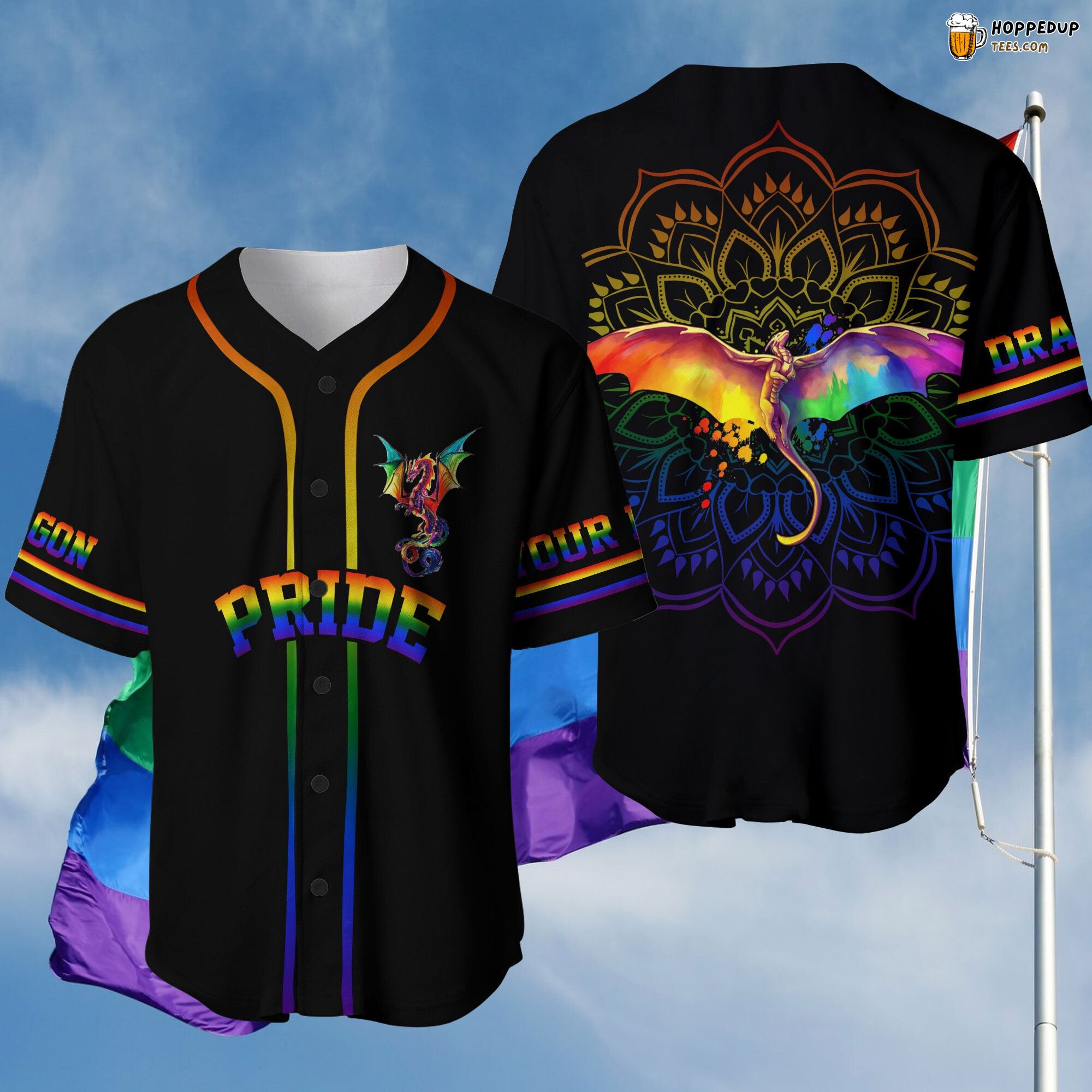 LGBT Pride Dragon Mandala Personalized Unique Baseball Jersey Edition