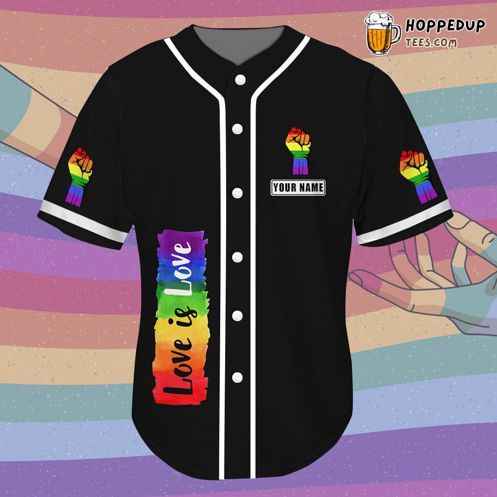 LGBT Pride Hand Up Symbol Baseball Jersey Equality Support
