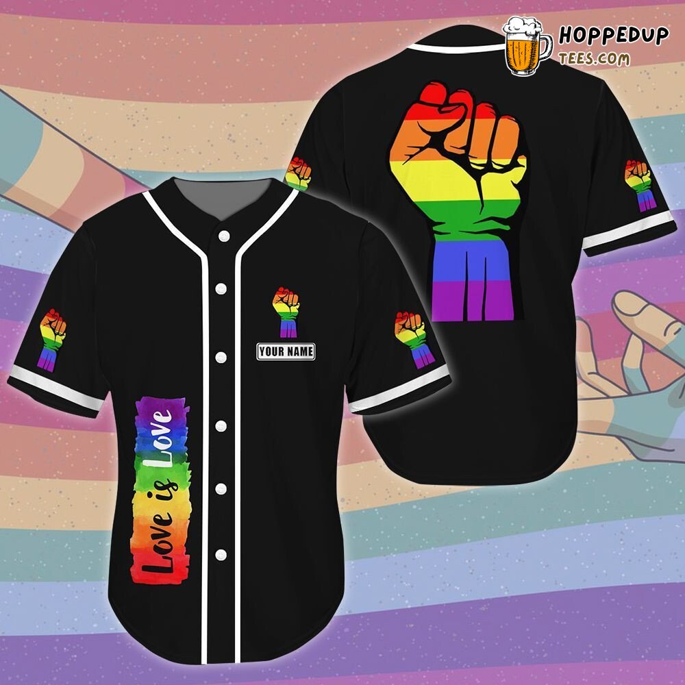 LGBT Pride Hand Up Symbol Baseball Jersey Equality Support