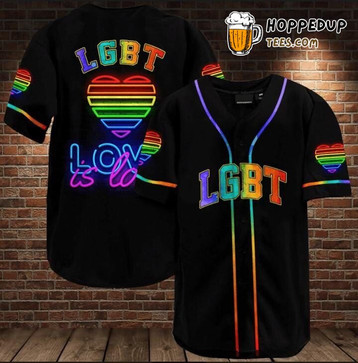 LGBT Pride Love is Love Black Rainbow Baseball Jersey 3D Print Design Tee