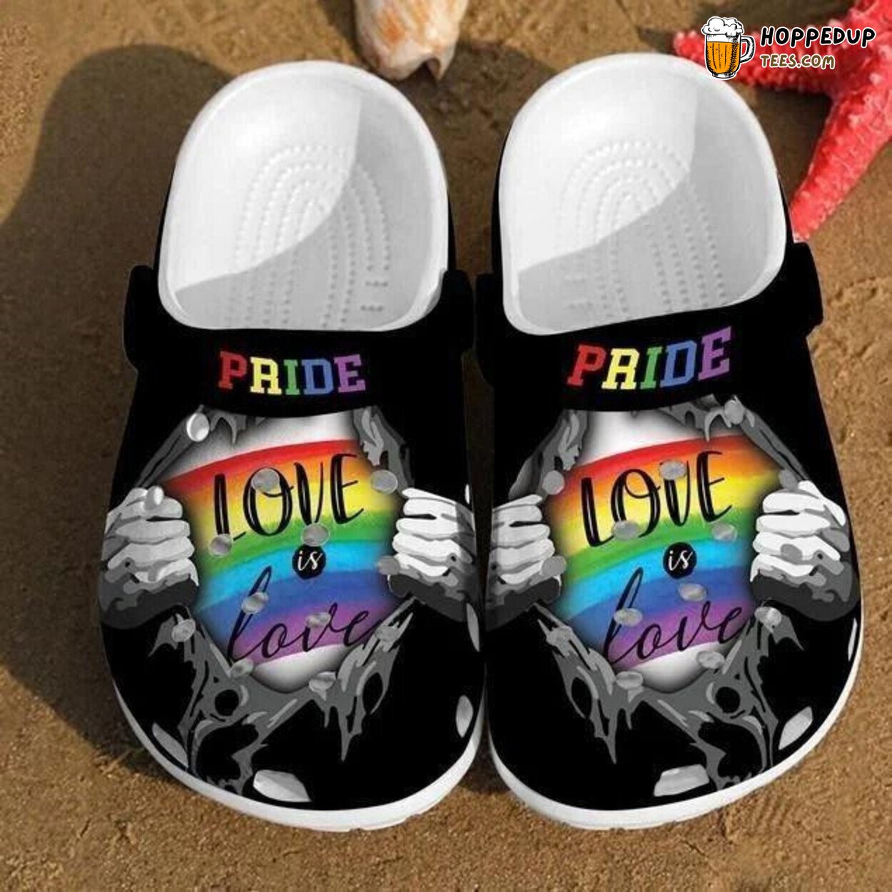 LGBT Pride Love Is Love Rainbow Themed Rubber Clog Shoes Comfy Footwear