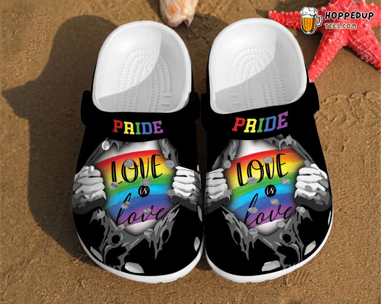 LGBT Pride Love Is Rainbow Themed Classic Water Rubber Clog Shoes Comfy