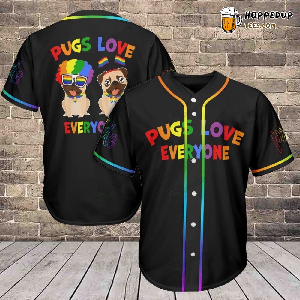 LGBT Pugs Love Graphic Baseball Jersey Inclusive Design Top