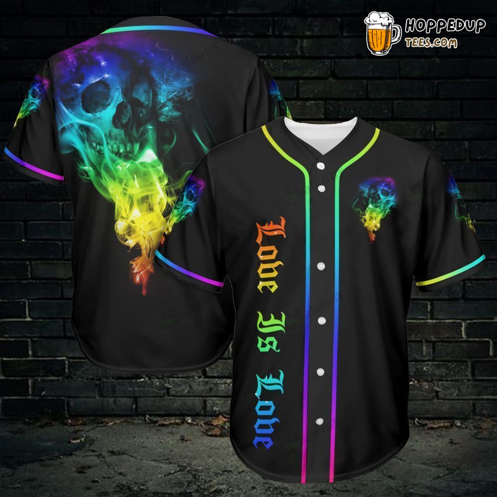 LGBT Skull Themed Baseball Jersey Unique Design Tee Special Edition