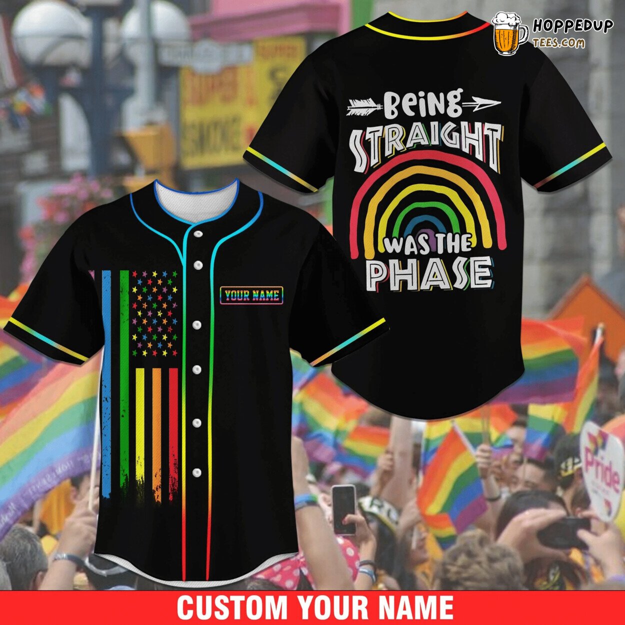 LGBT Straight Phase Theme Personalized Unique Baseball Jersey