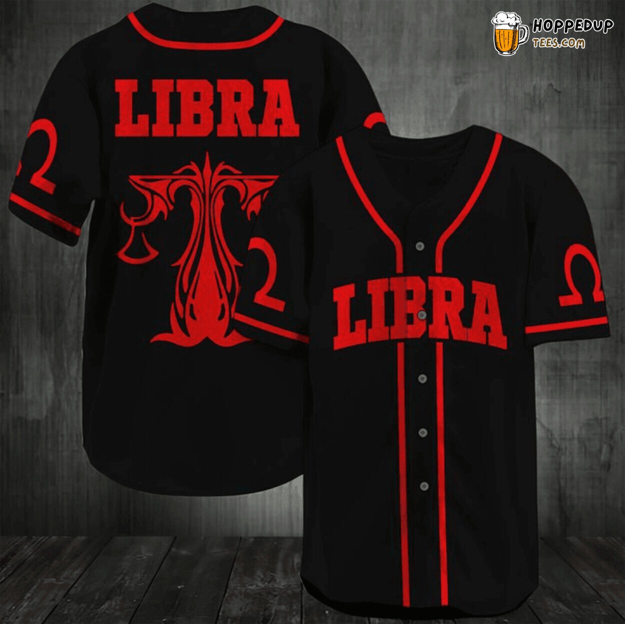 Libra Zodiac Red Black Baseball Tee Jersey Shirts 3D