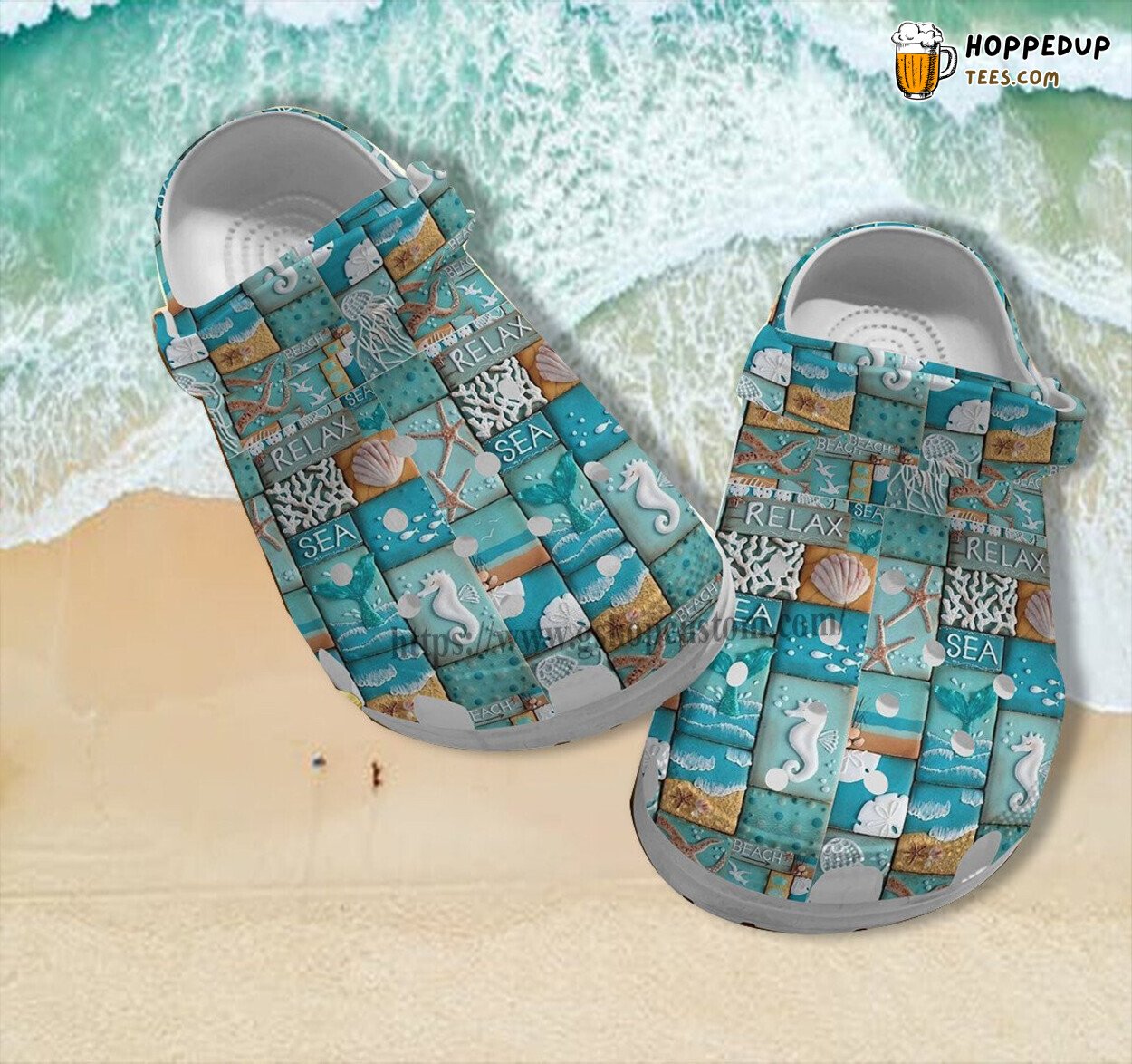 Life Beach Ocean 3D Themed Croc Shoes Sister Grandaughter Gift