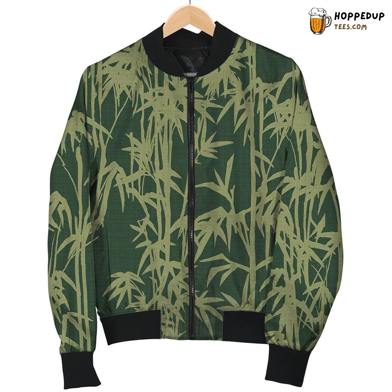 Light Green Bamboo N Dark Green Bomber Jacket