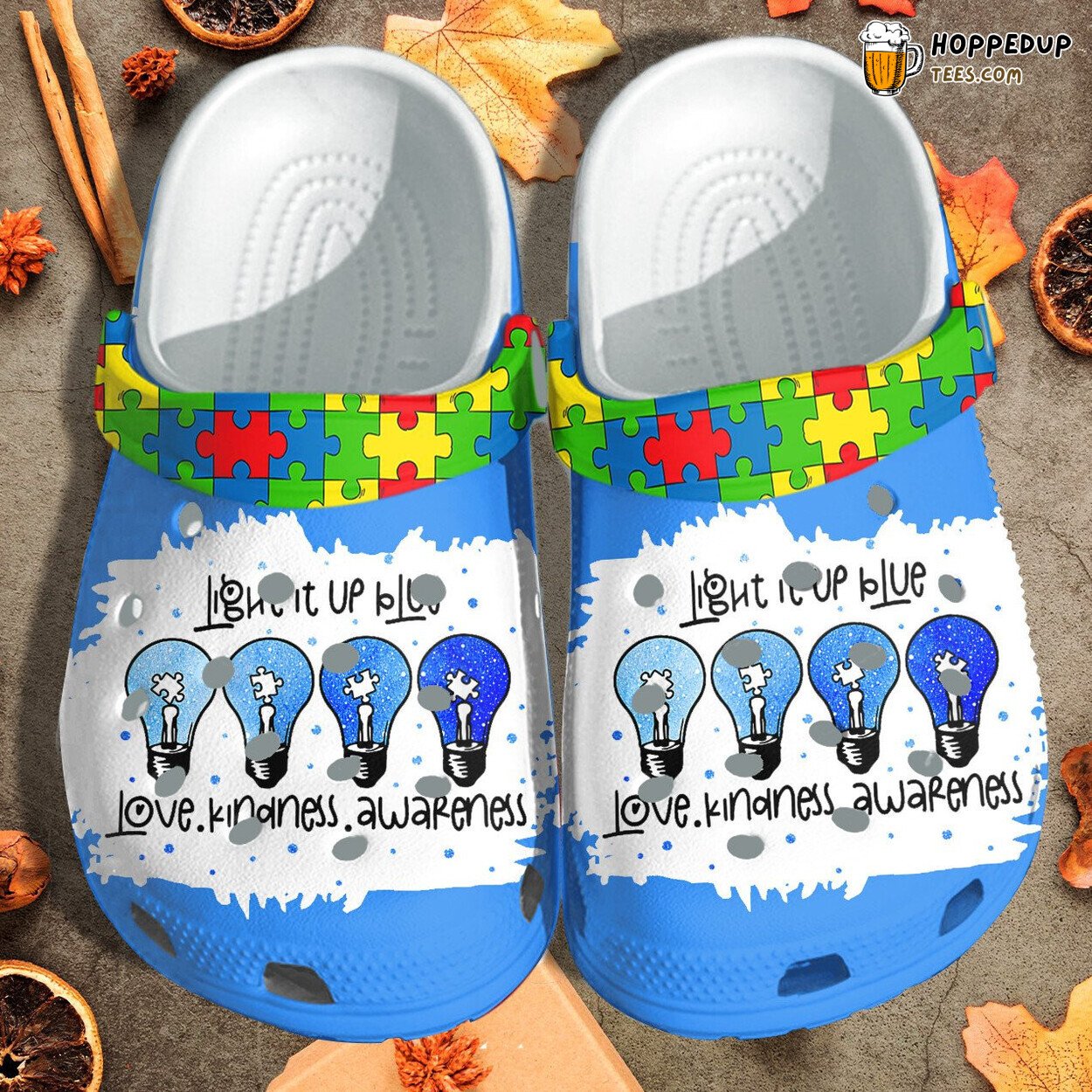 Light It Up Blue Autism Awareness Themed Comfortable Unique Clogs