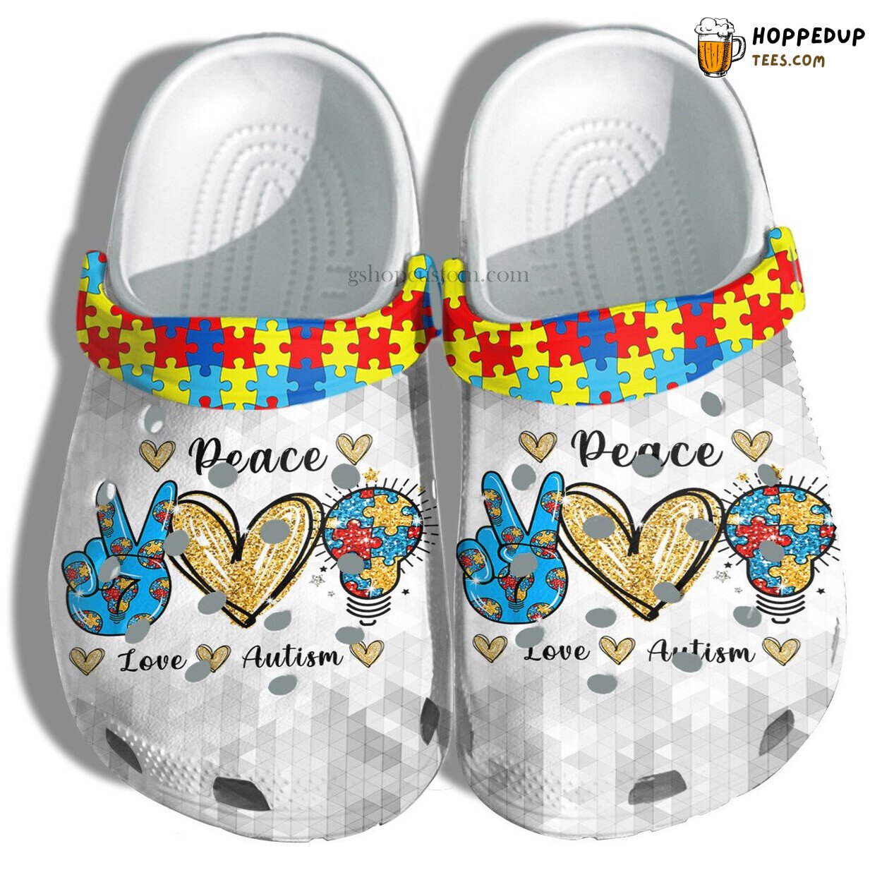 Light Puzzle Peace Love Autism Awareness Comfortable Unique Clogs