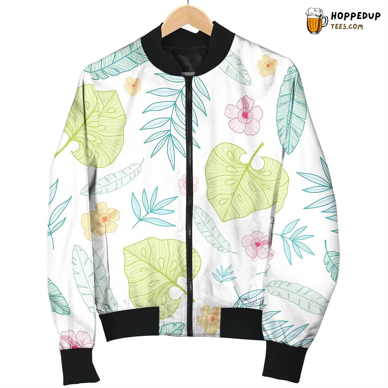 Light Tropical Summer Hawaiian Seamless Bomber Jacket