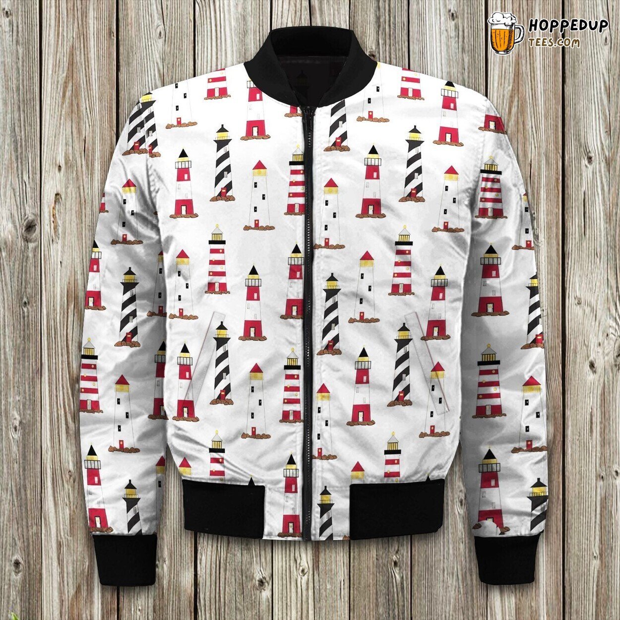 Lighthouse Design Pattern Bomber Jacket