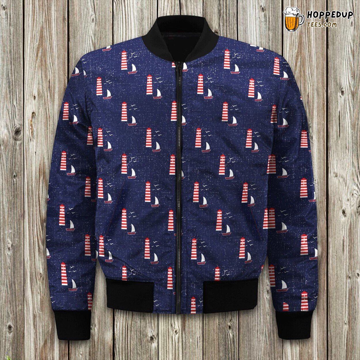 Lighthouse On Night Bomber Jacket