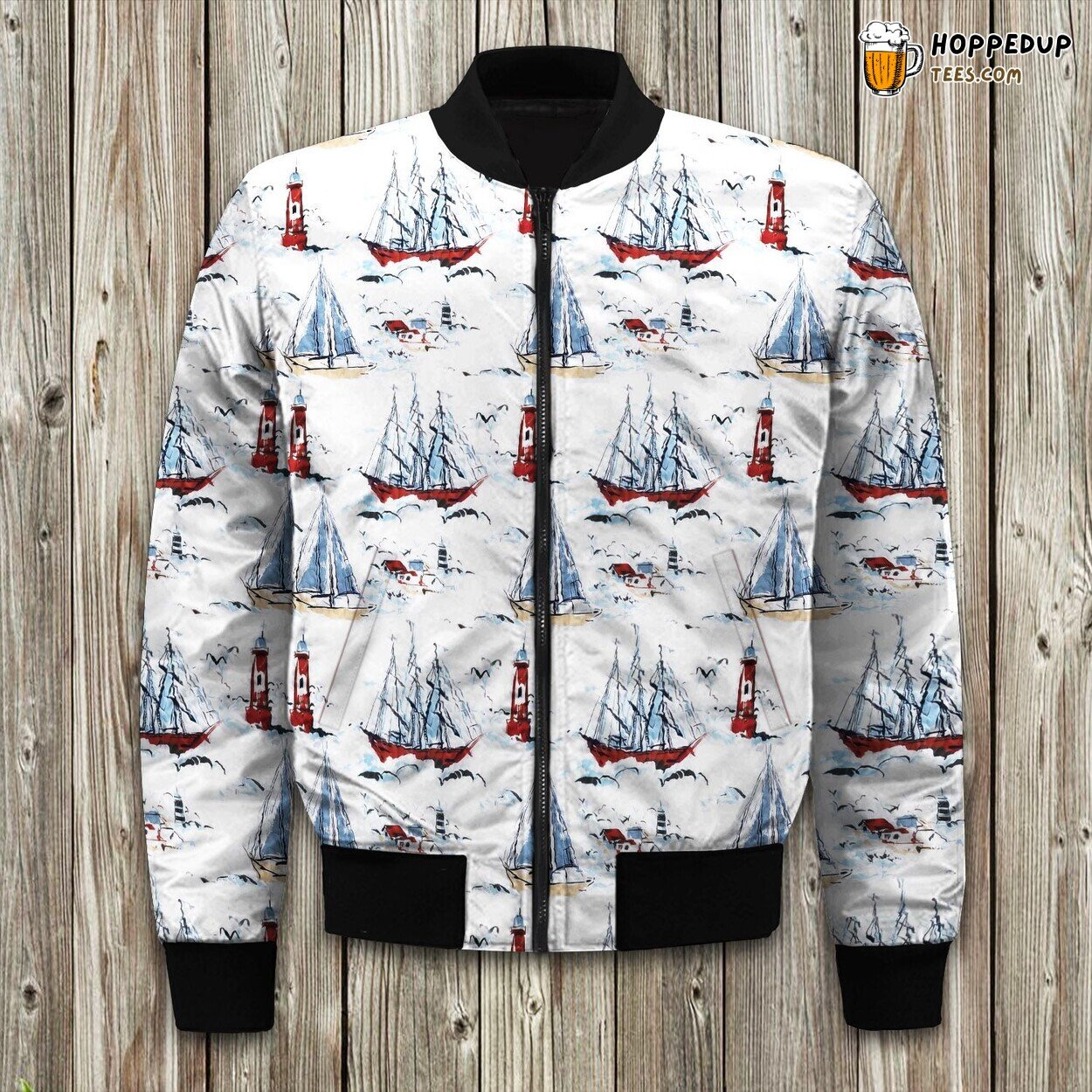 Lighthouse Sailboat Bomber Jacket