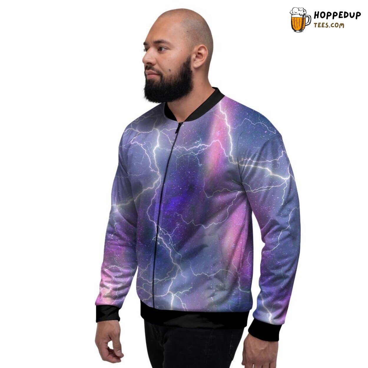 Lightning Aurora Galactic Art Men’s Bomber Jacket Space Beauty Showcase