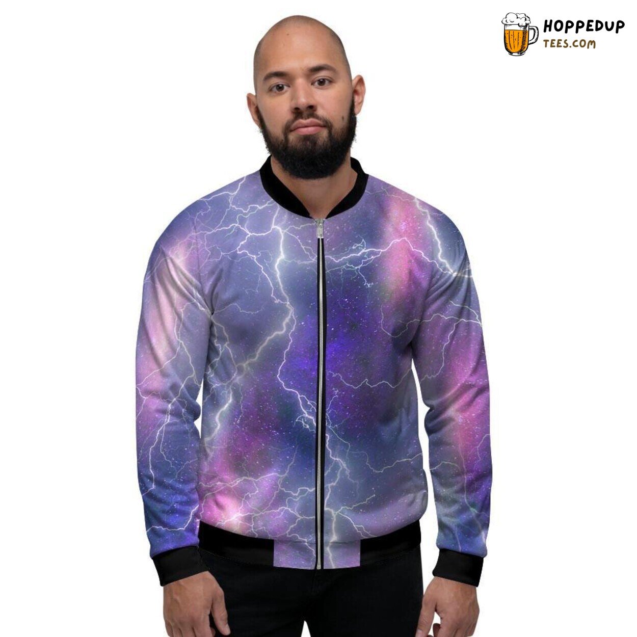 Lightning Aurora Galactic Art Men’s Bomber Jacket Space Beauty Showcase
