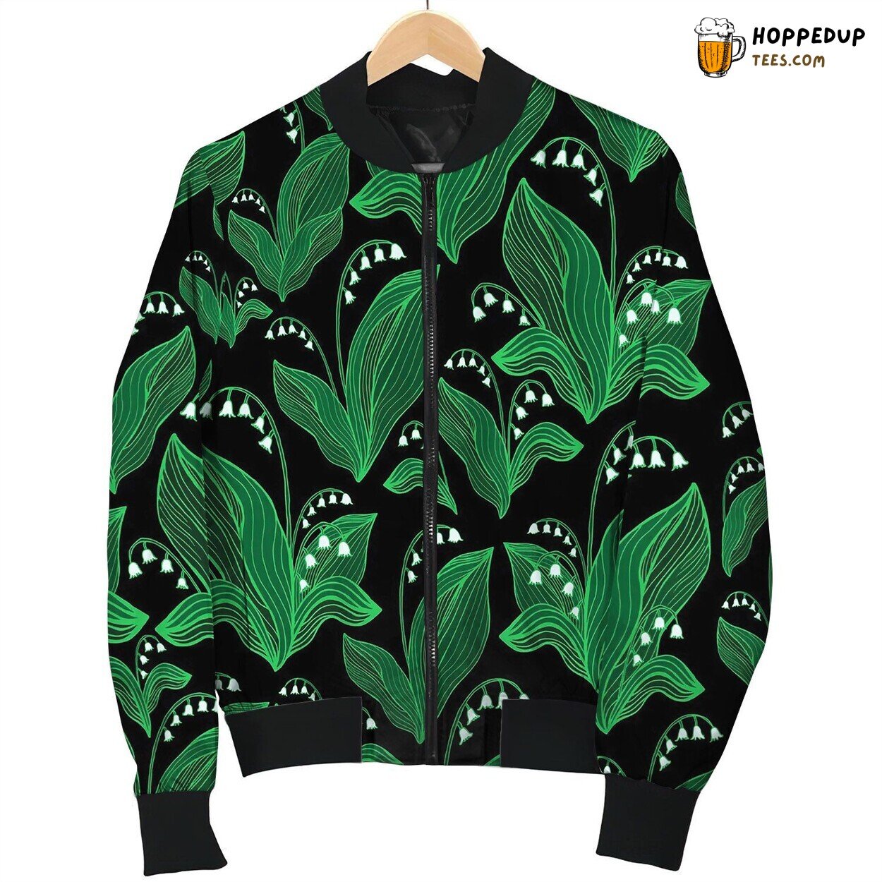 Lilies Valley Seamless Pattern Elegant Bomber Jacket
