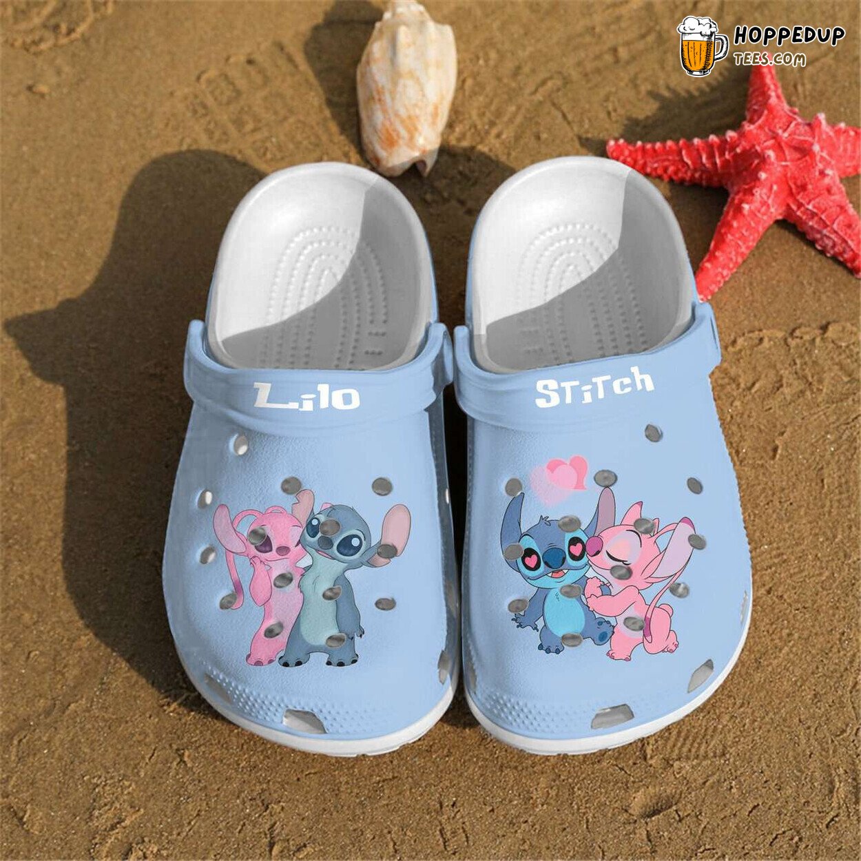 Lilo Stitch Angel Couple Themed Comfortable Unique Clogs Shoes