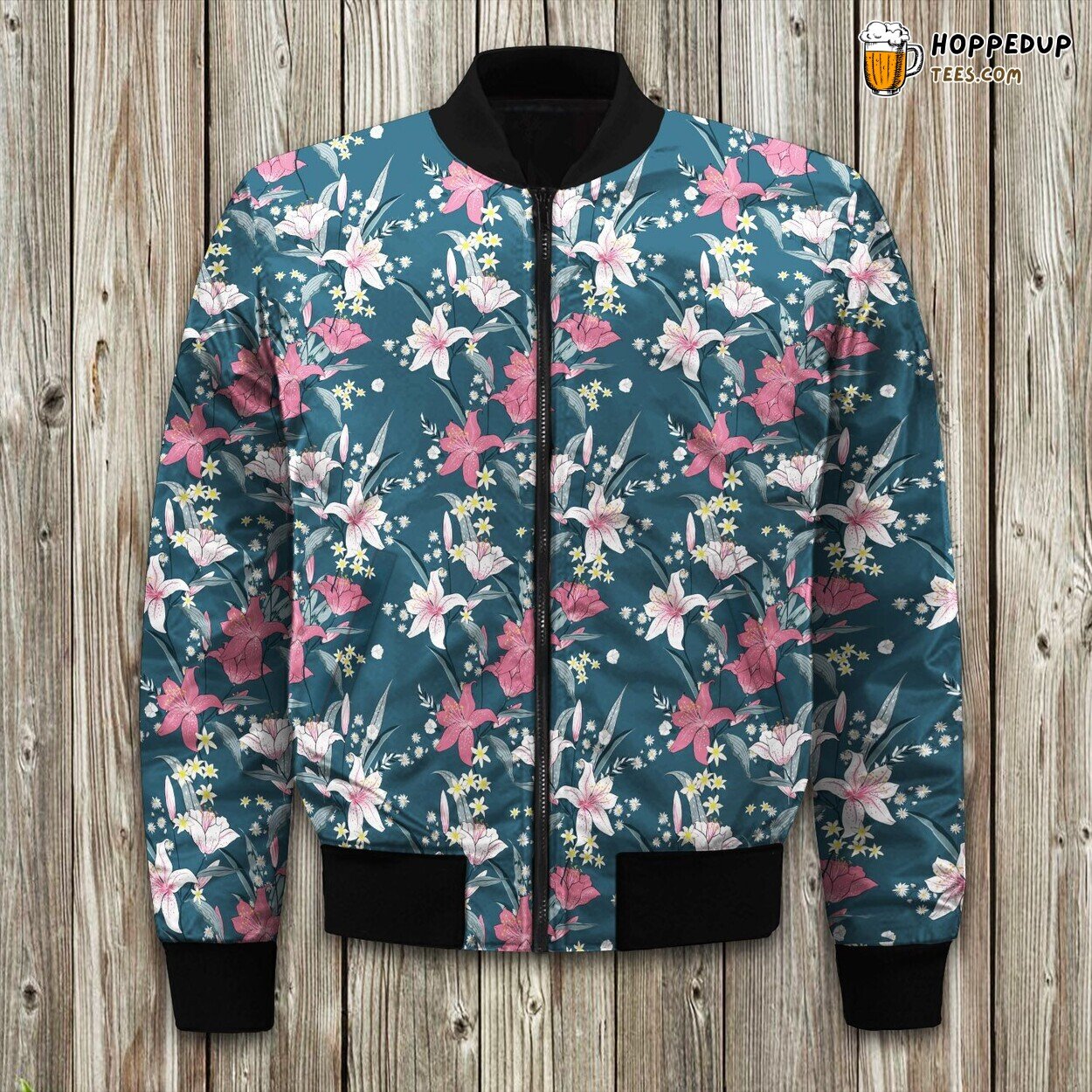 Lily in Vibrant Pink Hues Winter Bomber Jacket Premium Quality Lux