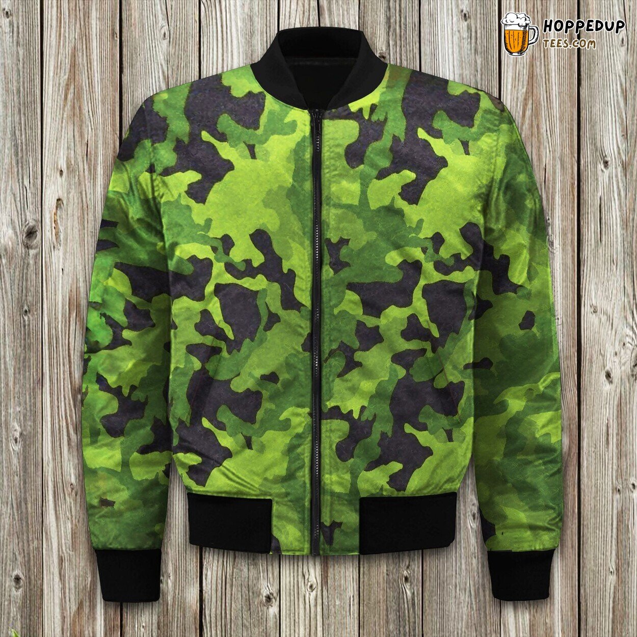 Lime Green Camouflage Bomber Jacket