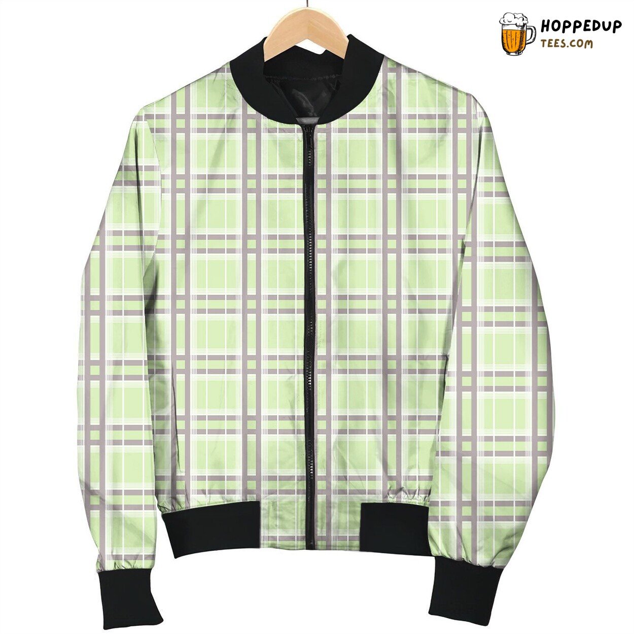 Lime Green Tattersall Cute Bomber Jacket