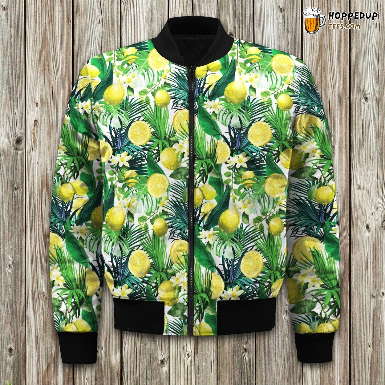 Lime Lemon Pattern Bomber Jacket