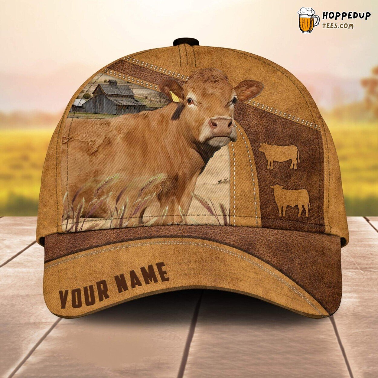 Limousin Cale 3D Custom Cap All Over Print Baseball Farm Animal Lover Leather Look