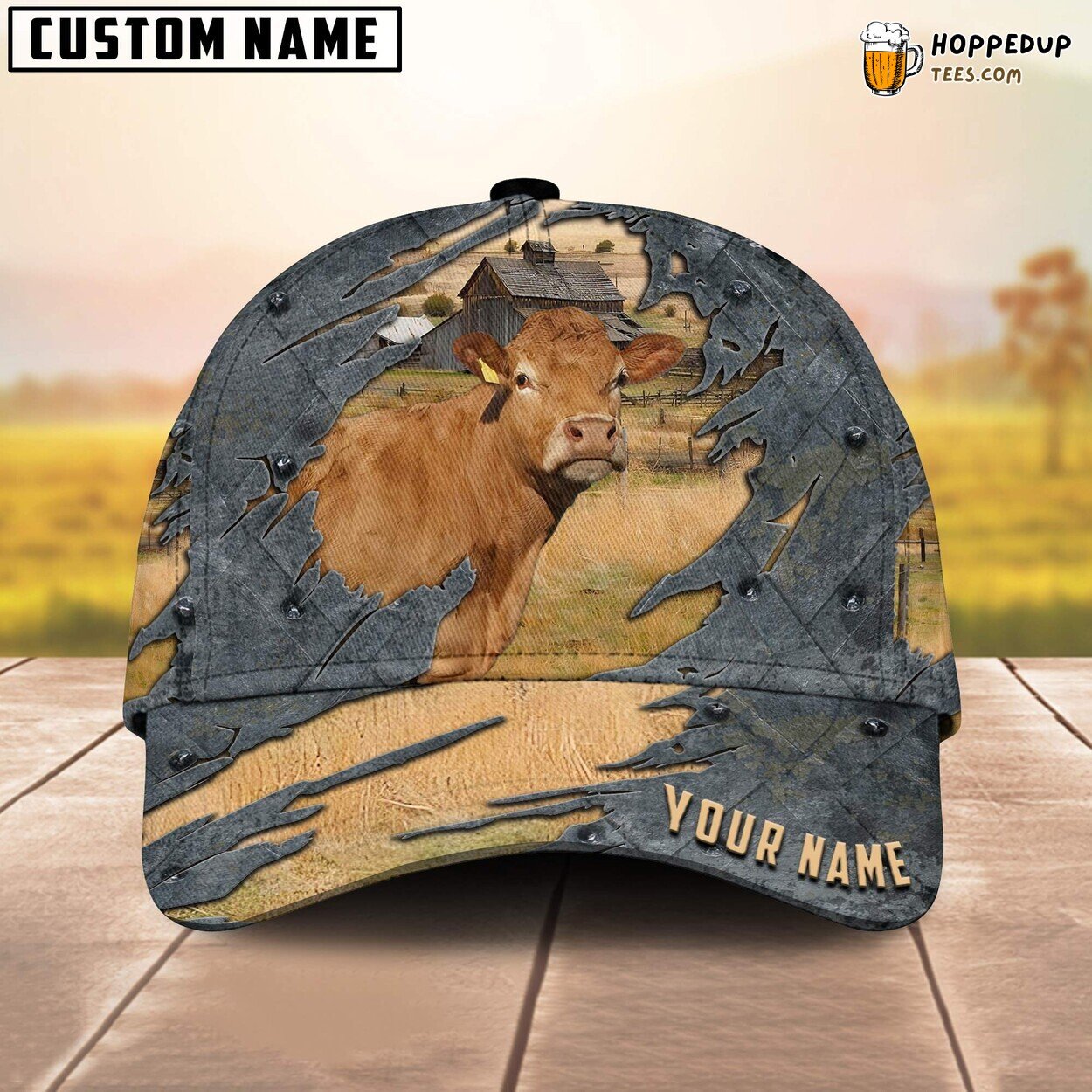 Limousin Customized 3D Printed Cap Baseball Lovers Leather Pattern Animal