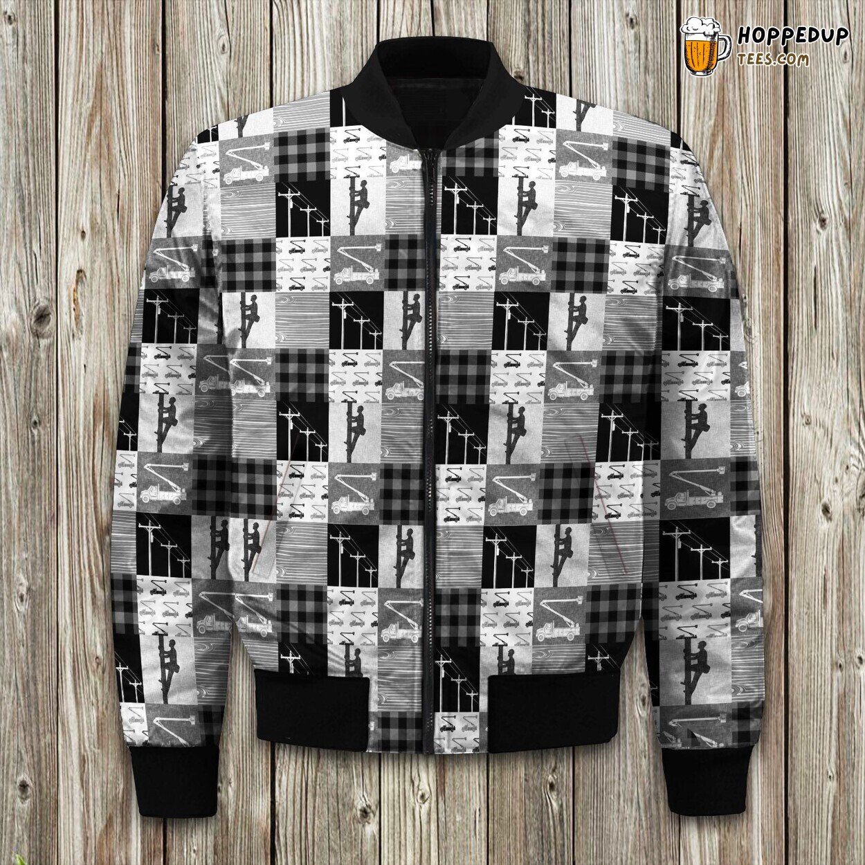 Lineman Grey Patchwork Bomber Jacket