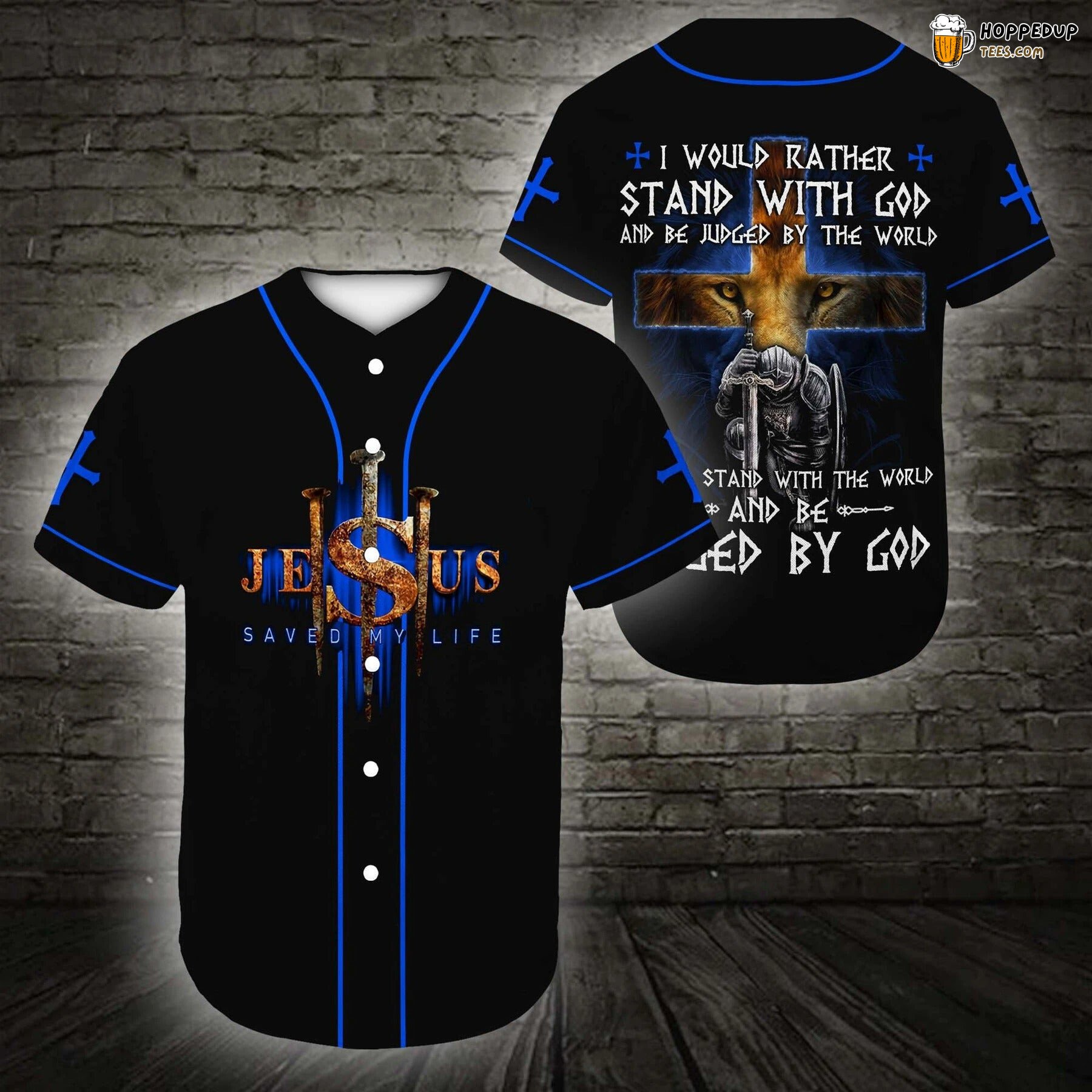 Lion Christian Stand With God Baseball Tee Jersey Shirts 3D