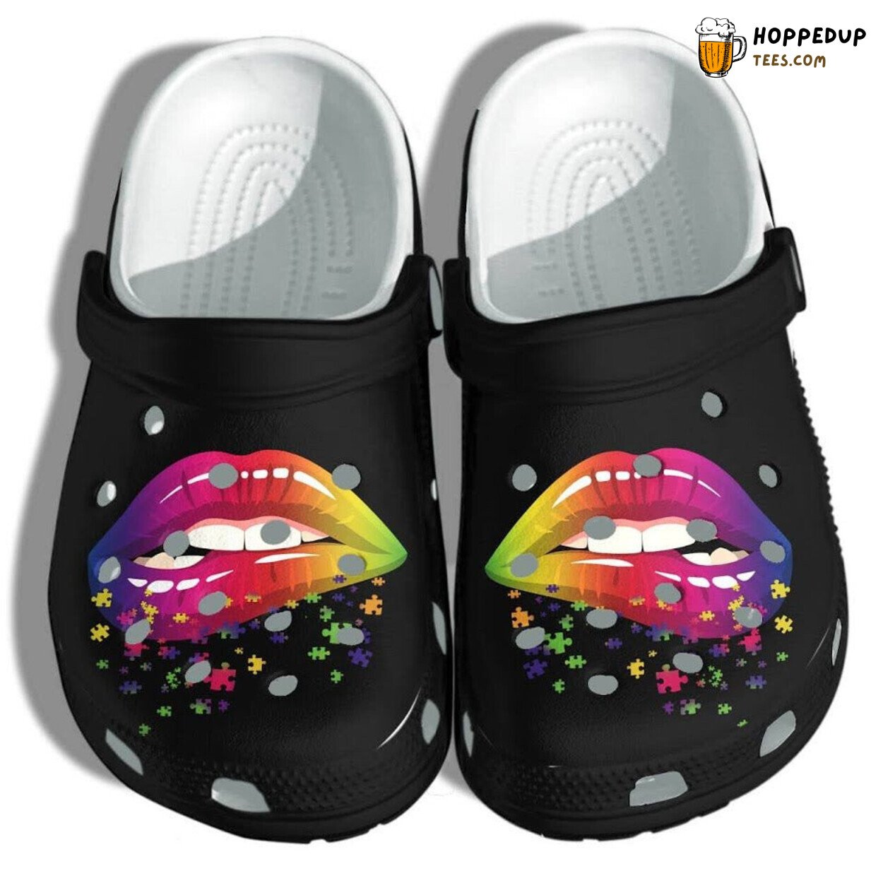 Lip Rainbow Puzzle Autism Awareness Themed Clogs Comfortable Gifts