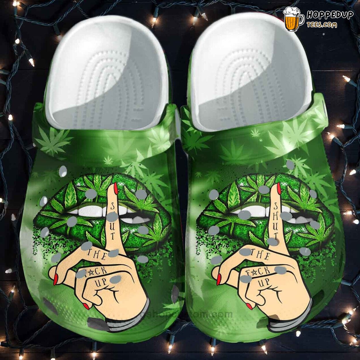 Lip Weed Mother Croc Shoes Funny Lipstick Shut Up Hippie Style Gift