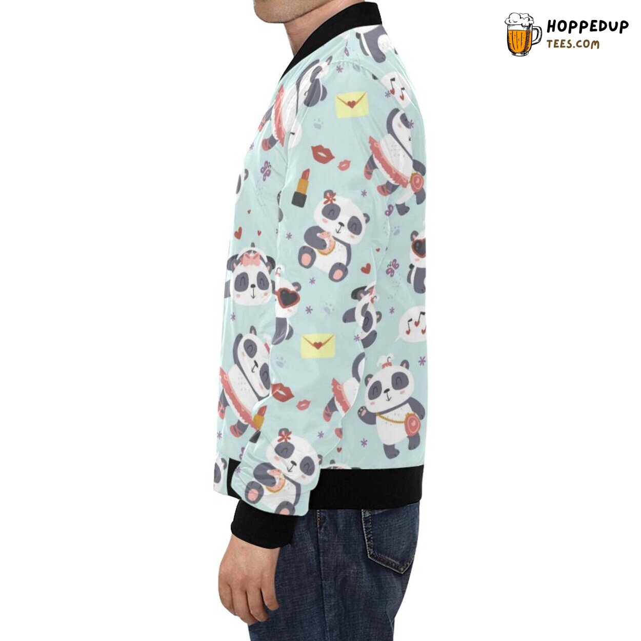 Lips Panda Pattern Print Men’s Bomber Jacket Unique Fashionable