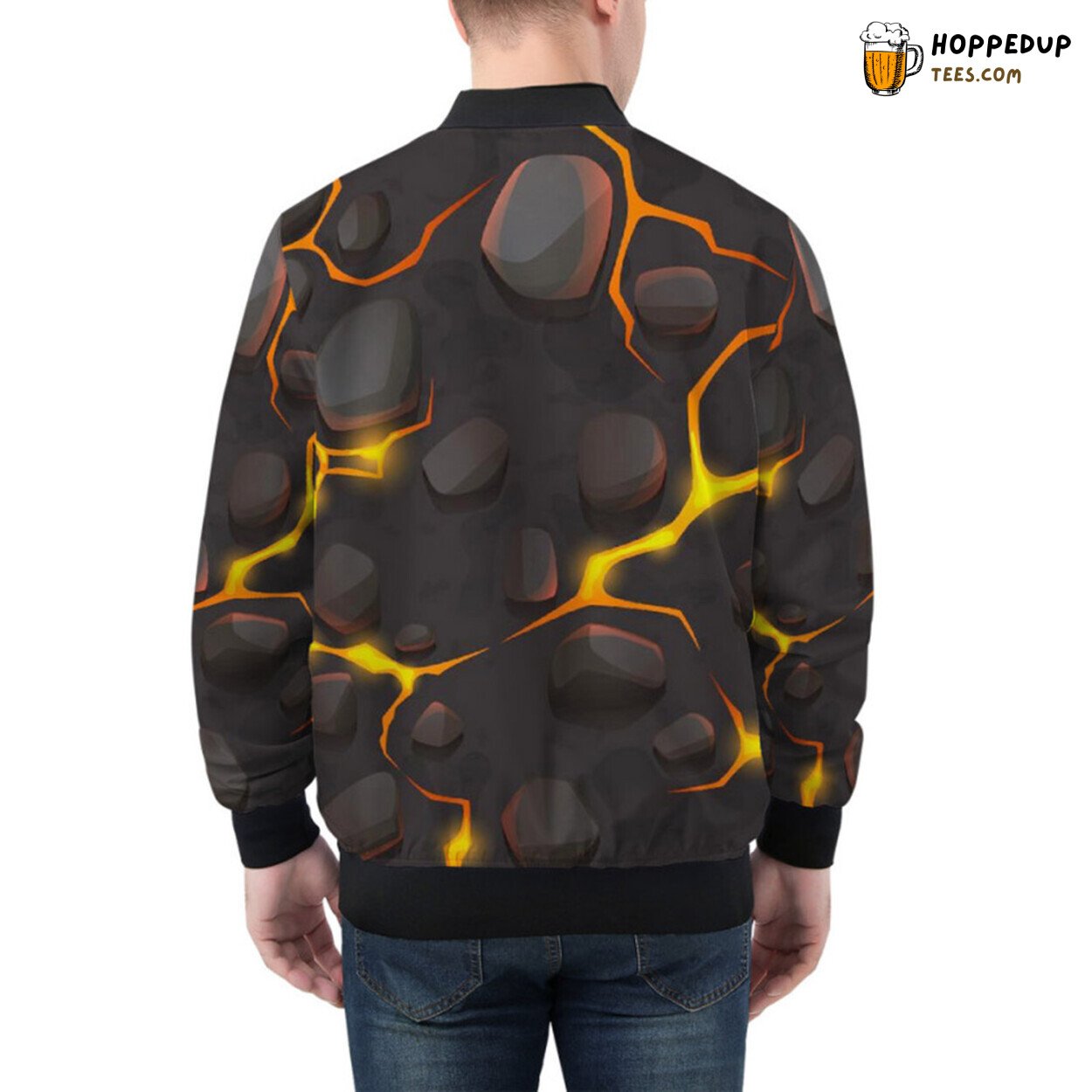 Liquid Lava Hot Cracks Artistry Unveiled in a Bomber Jacket