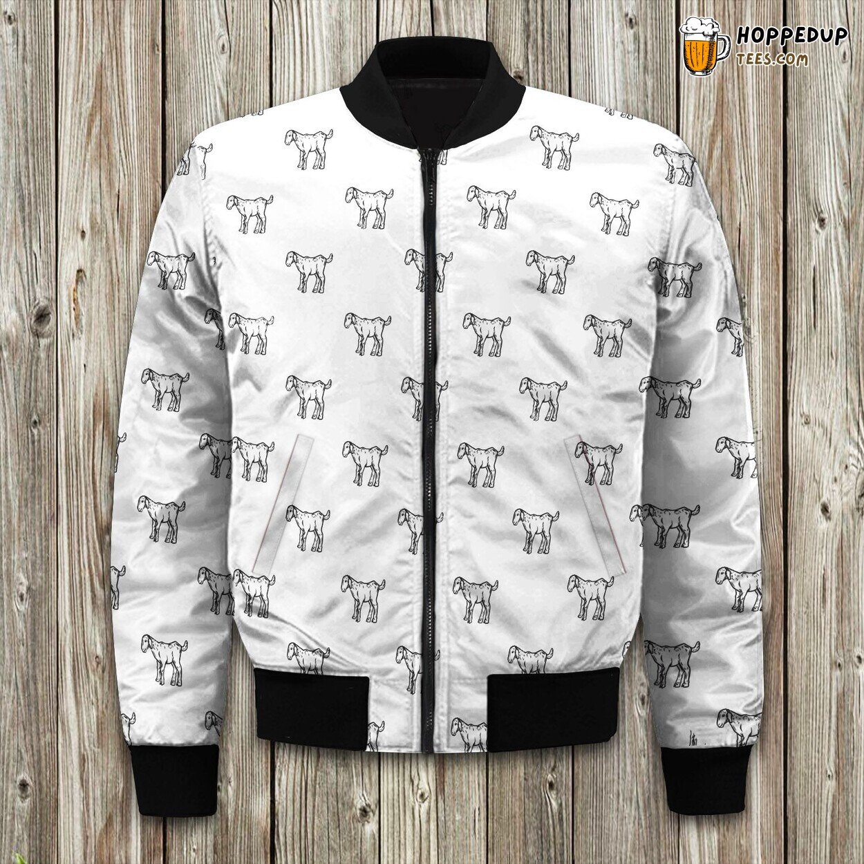Little Baby Goat Texture Sketch Seamless Bomber Jacket