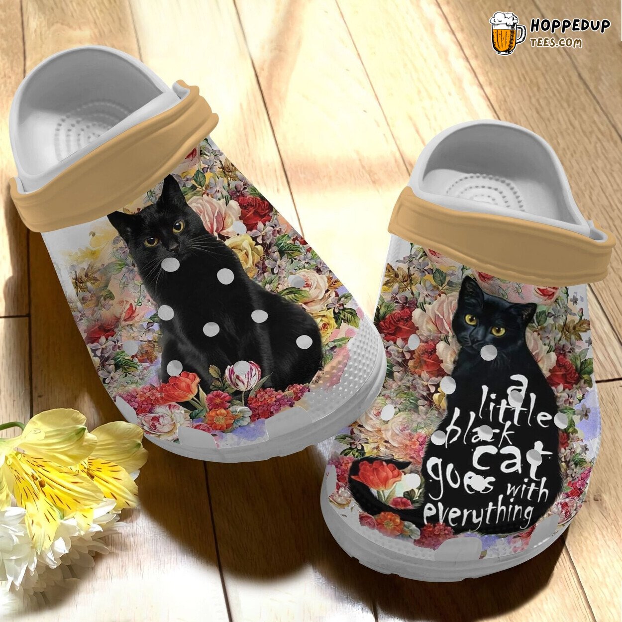 Little Black Cat Everything Shoes Clogs Flower Cat Custom Design Unique
