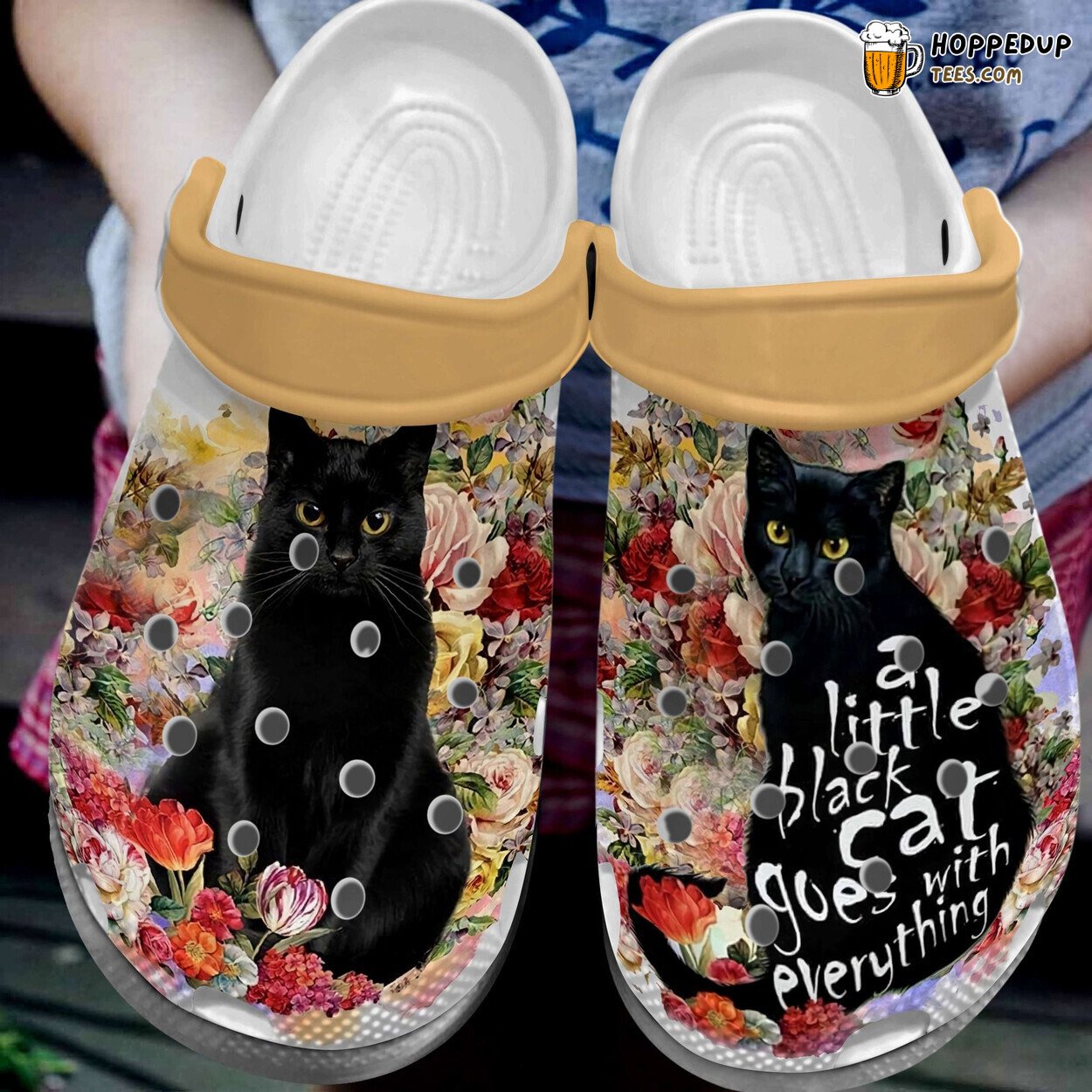 Little Black Cat Goes With Everything Shoes Flower Cat Custom Birthday Gift