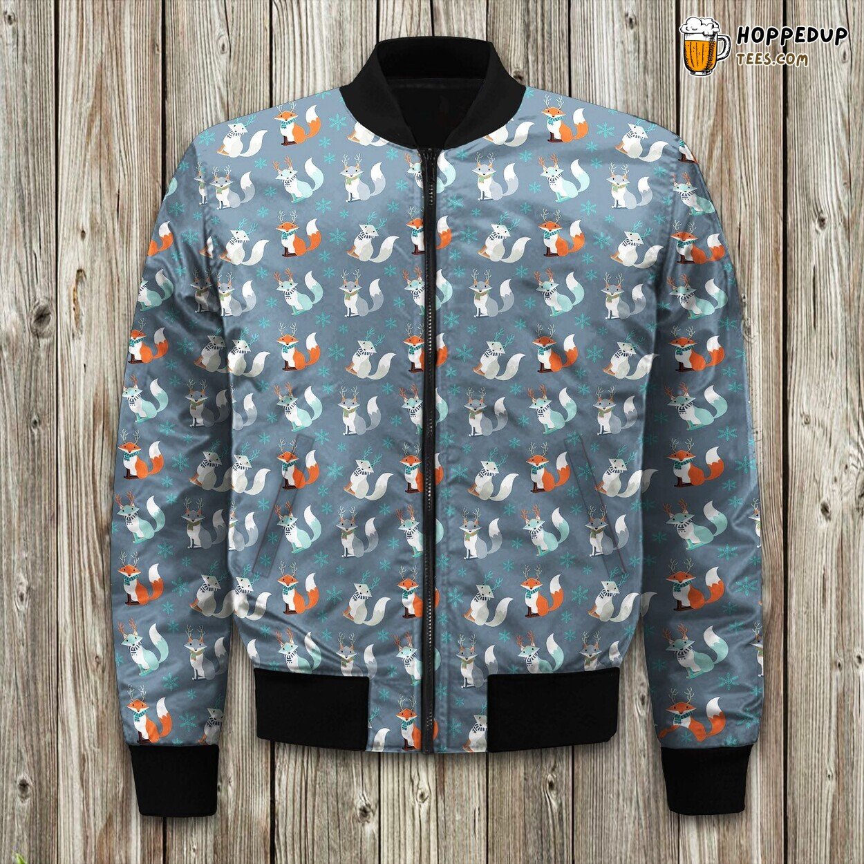 Little Cute Xmas Fox For Christmas And Winter Seamless Bomber Jacket