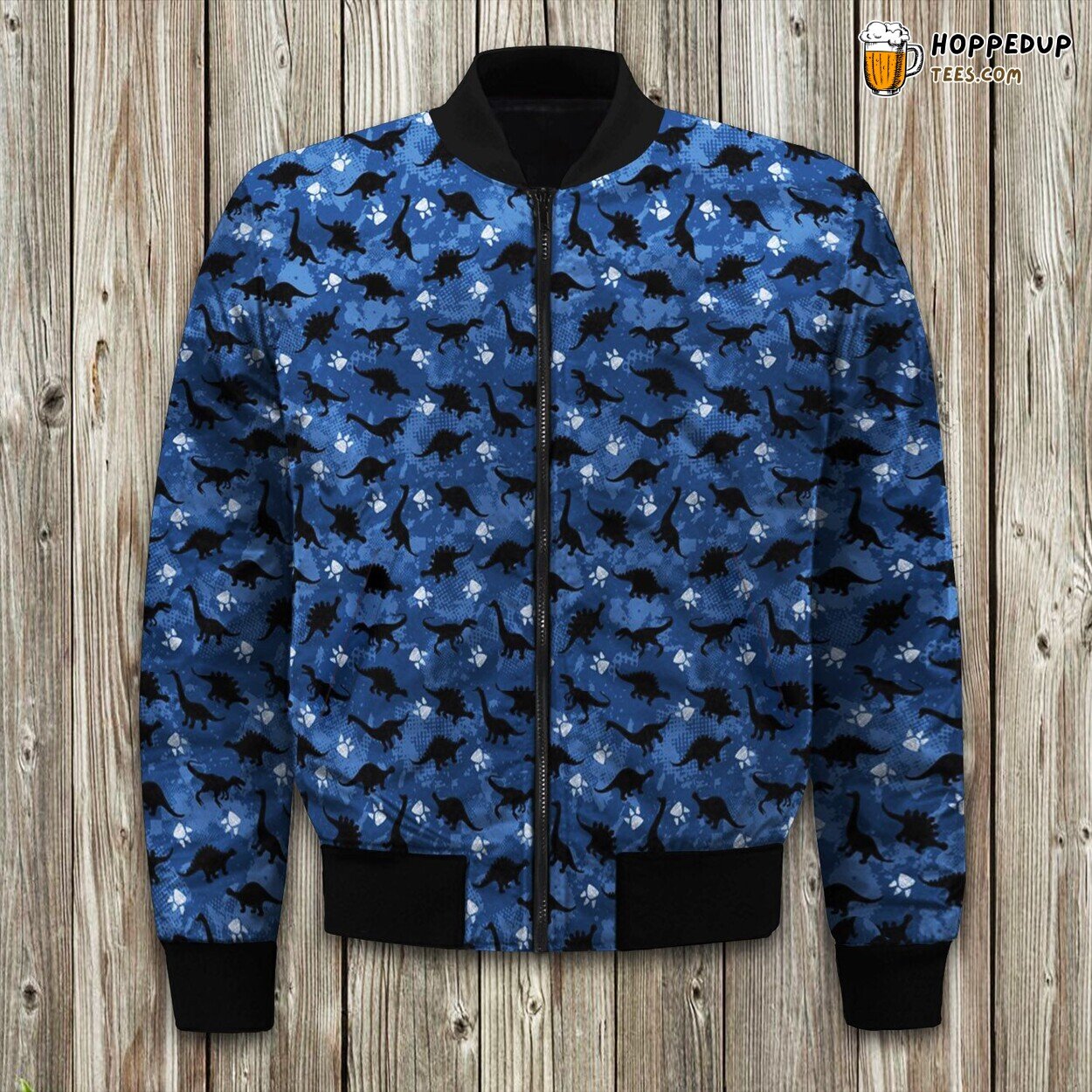 Little Dinosaur Black Shape With Lovely Footprint Bomber Jacket