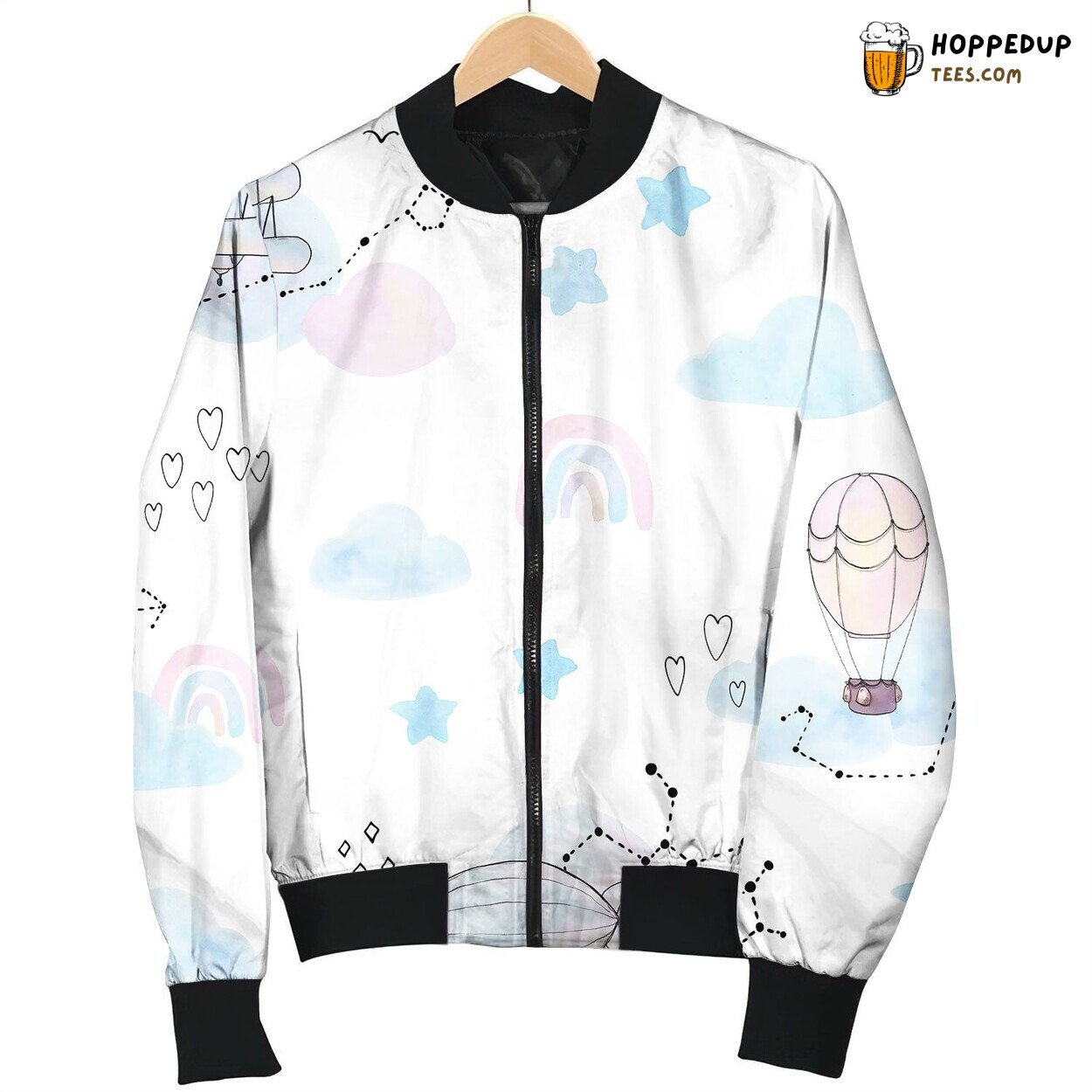 Little Dreamer Collection Handdrawn Watercolor Line Bomber Jacket