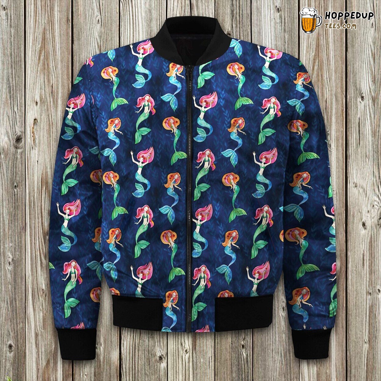 Little Mermaid Tale Winter Bomber Jacket Oceanic Fairy Tale Design